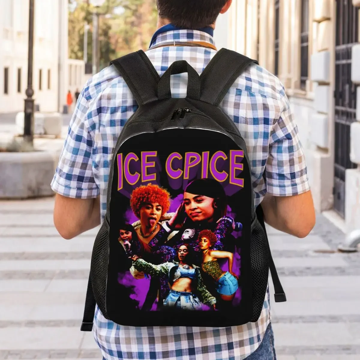 Custom Ice Spice Collage Hiphop Music Rap กระเป๋าเป้สะพายหลังสําหรับผู้ชายผู้หญิงกันน้ํากระเป๋าโรงเรียนวิทยาลัยการพิมพ์ Bookbags