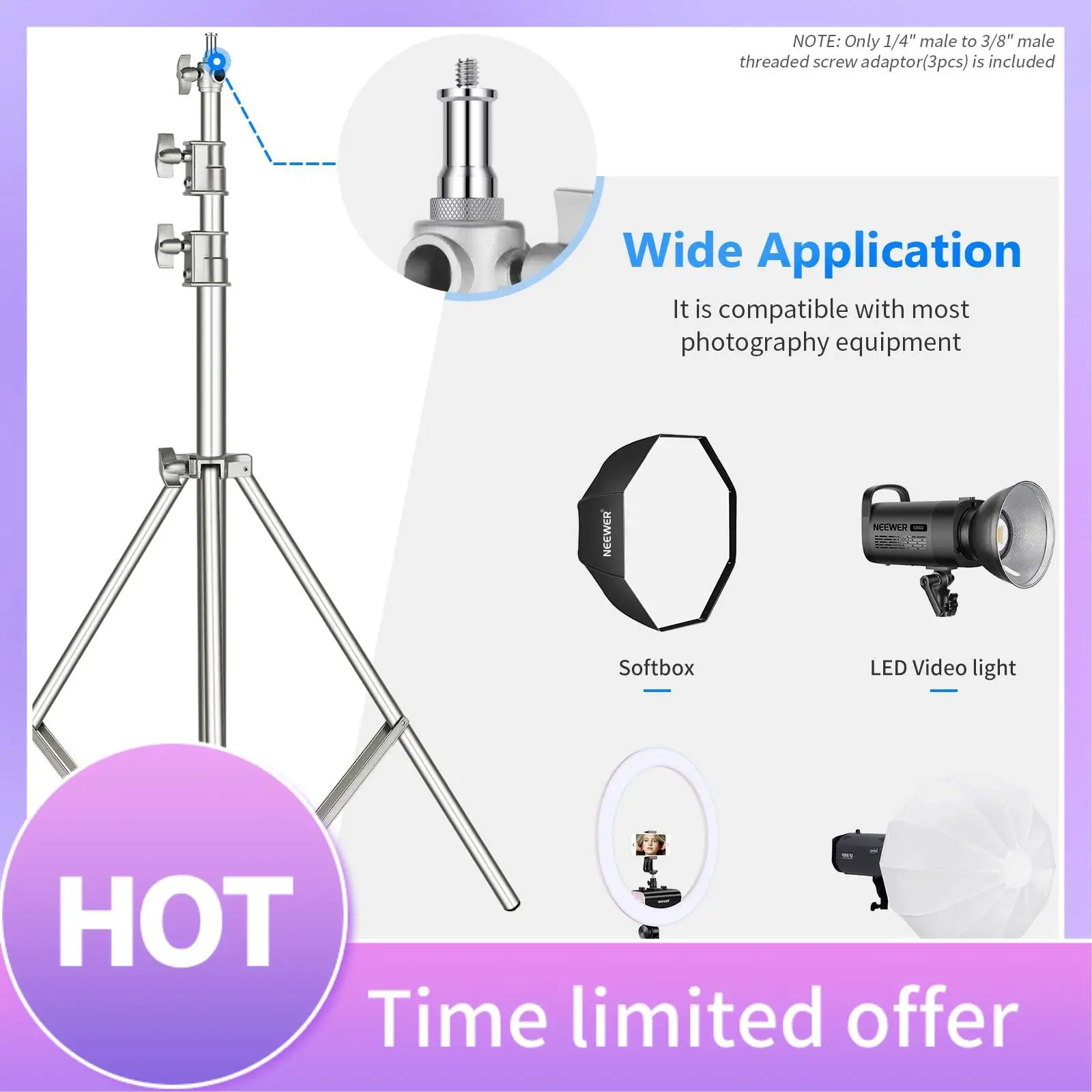 

B68A 5PCS Standard 1/4 To 3/8 Inch Metal Male Convertor Threaded Screw Adapter Spigot Stud,For Studio Light Stand Camera
