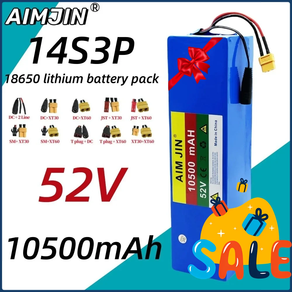 52V 14S3P 10500mAh 1000W rechargeable 18650 Li-ion Battery Pack for various transportation vehicles and supports customization