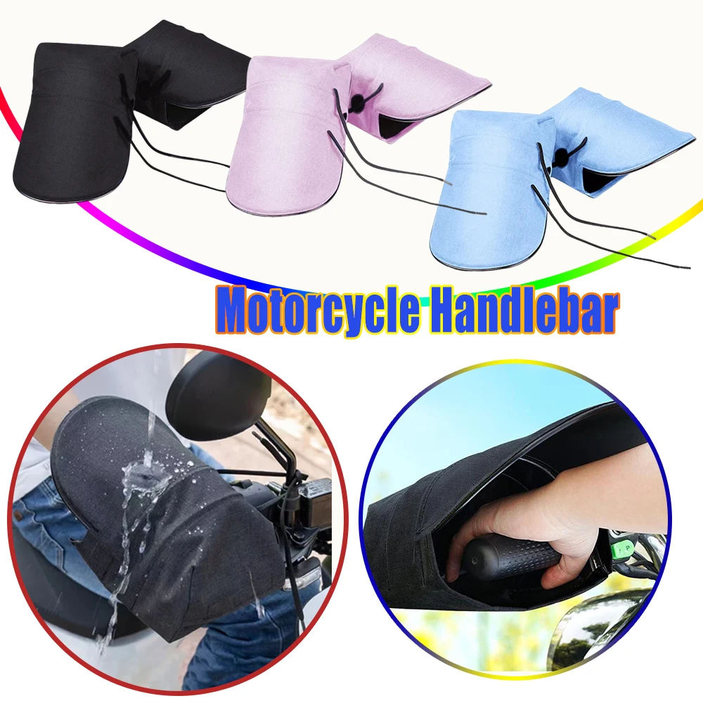 All Weather Motorcycle Hand Grip Covers Waterproof Winter Summer Use for Commuter Scooter E Bike Outdoor UV Heat Cold Protection