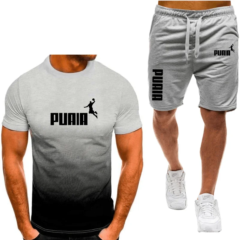 2024 new men\'s sportswear fitness set running suit casual T-shirt+shorts set breathable jogging sportswear 2-piece set for men