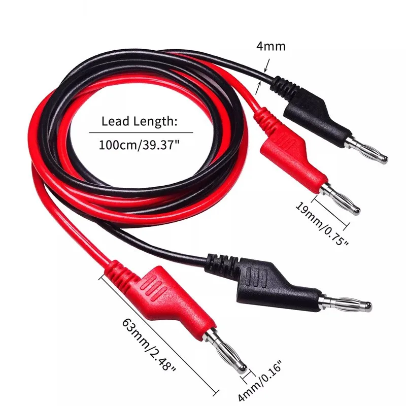 Doppelte 4-mm-stapelbare Bananenstecker-Messleitungen mit Krokodilklemmen-Testsonde, Bananenbuchse, 100 cm Multimeterkabel – Detail 8