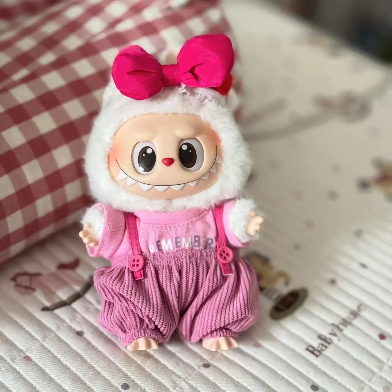 

Одежда для Labubu 17 см, плюшевая кукла, милая одежда Macaron, детский подарок, одежда «сделай сам», аксессуары для волос V1v2