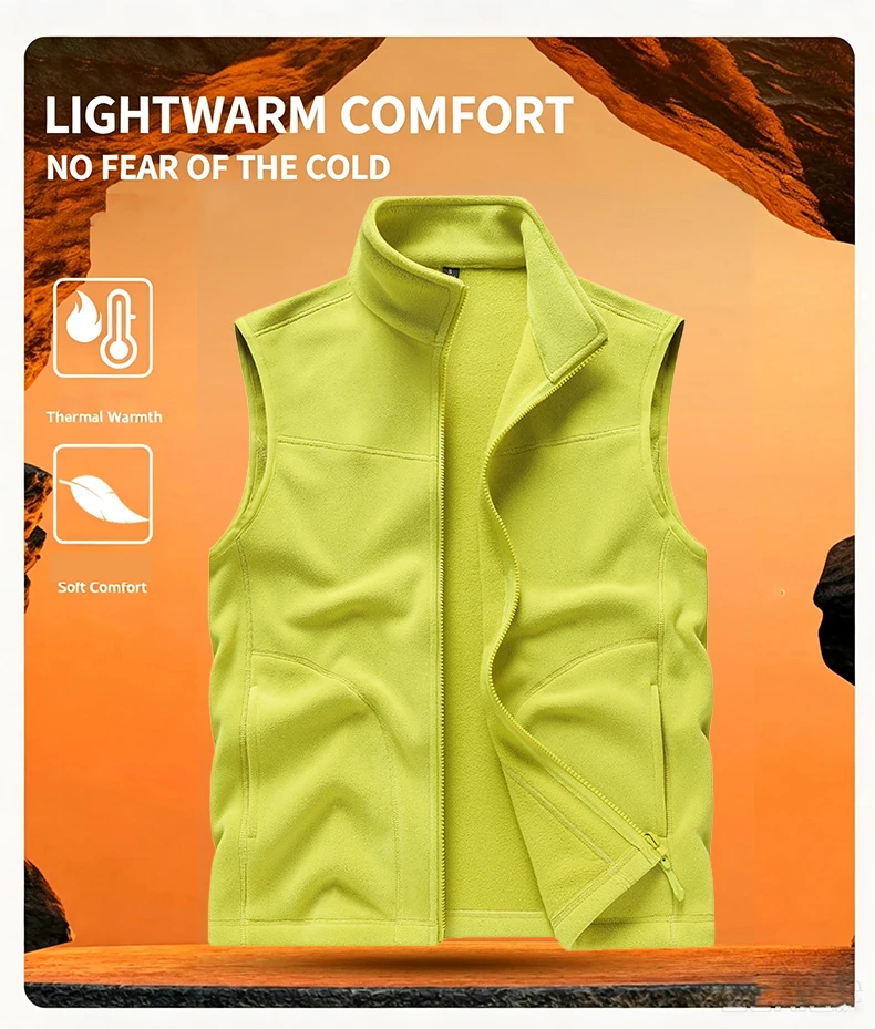 EUMERGX Unisex Thermofleece Gefütterte Weste Leichte Ärmellose Jacke Winter-Layering für Outdoor-Wanderungen Camping Täglichen Gebrauch – Detail 6
