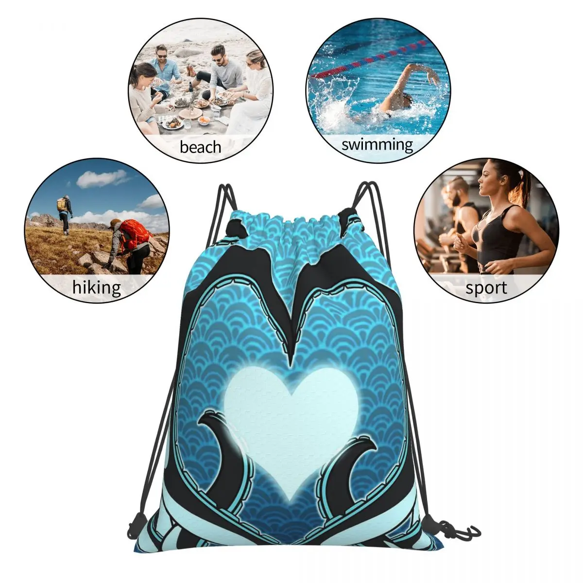 Love And Tentacles Backpacks Casual Portable Drawstring Bags Drawstring Bundle Pocket Sports Bag Book Bags For Travel School