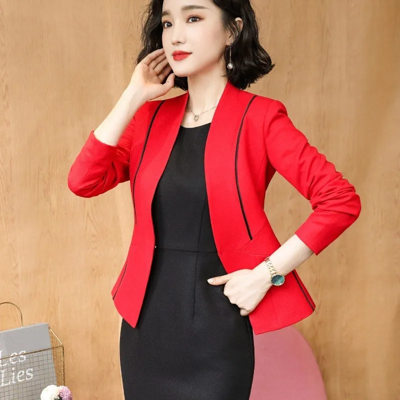 2022 White Women Formal Dress Suit Ladies Elegant Business Office Wear Blazer Suits Long Sleeve Blazer Jacket Dresses Plus Size