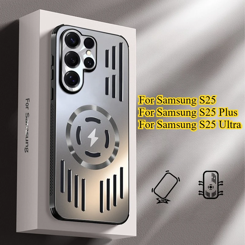 Für Samsung S25 Ultra Magsafe Lade Metall Wärmeableitung Fall Für Galaxy S25 Plus Aluminium legierung Harte Stoßfest Stoßstange