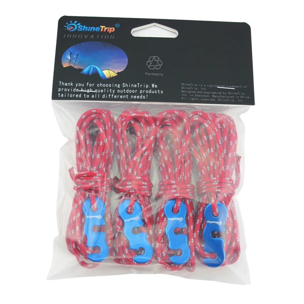 

4 Pcs Camping Accessories Wind Rope Buckle Guy Line Multifunction Tent Reflective Red