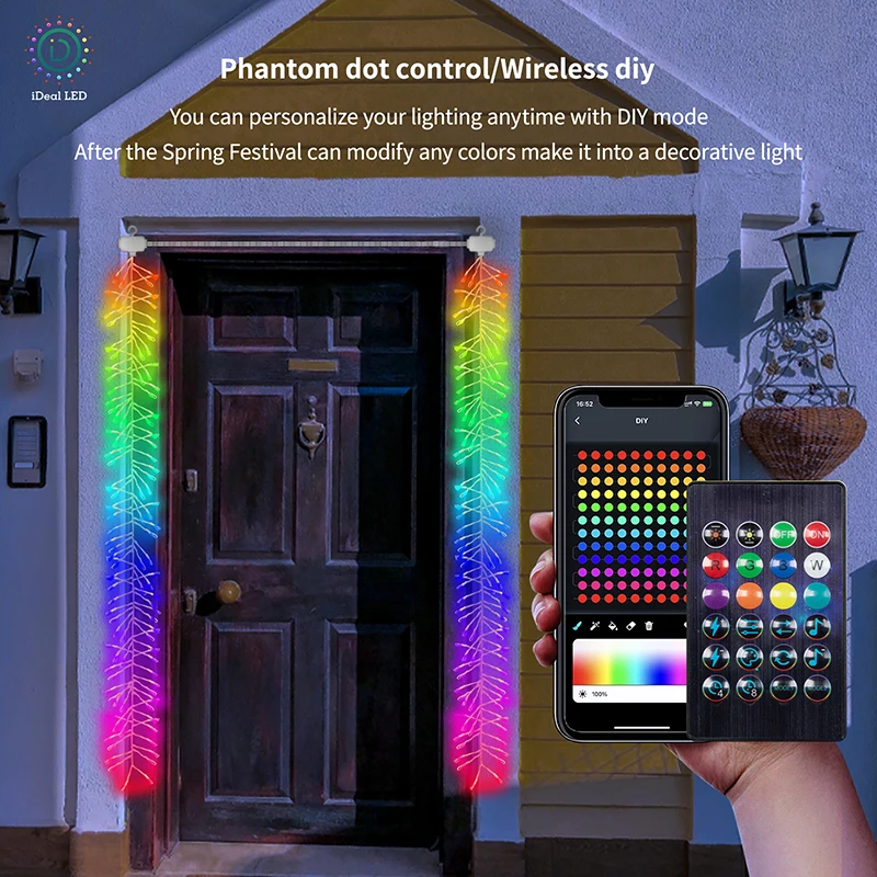 Smart LED RGB Ceiling Chandelier Waterproof Home Decoration String Lights DIY Picture Display Music Rhythm Bluetooth APP Control