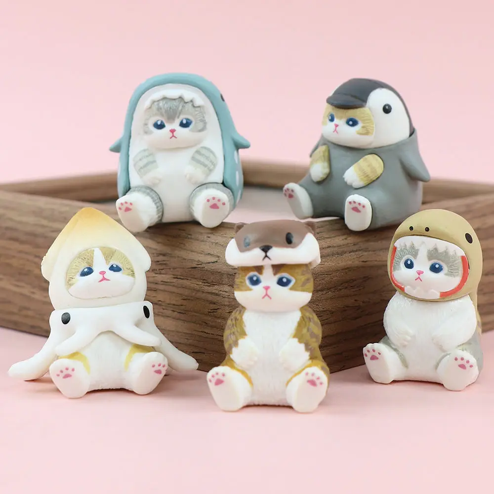 

5Pcs/Set New Mofusand Sea Life Disguise Shark Cat Octopus Catching Machine Box Egg Doll Toy Gift MiNi Figure Ornament Cartoon