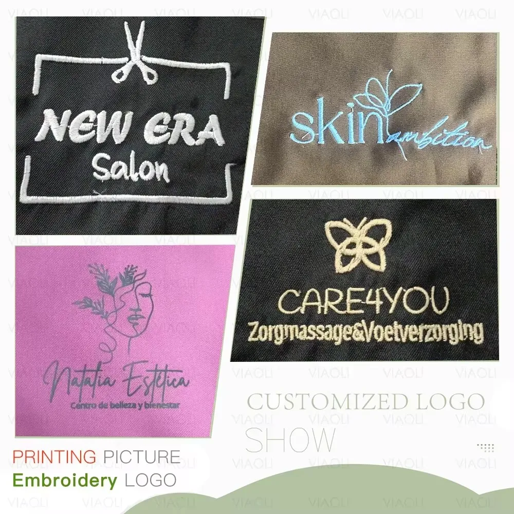 Uniforme médico personalizado para mujer, Top ajustado con logotipo, camisa de médico, blusa quirúrgica, accesorios de enfermera, ropa de trabajo de salón y Spa