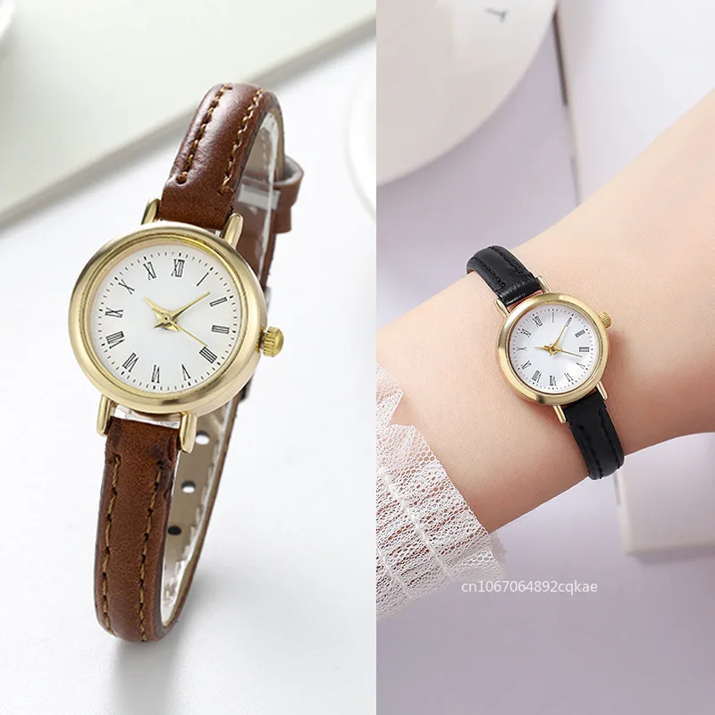 Simple Women Watches Luxury Design Leather Watch Ladies Quartz Wristwatch Womens Small Round Dial Clock Reloj Mujer