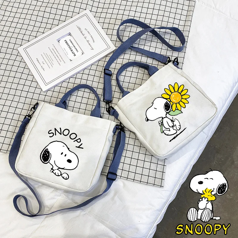 Snoopy Canvas Bag Student Shoulder Crossbody Hand Bags Kawaii Anime Tote Bag borse e borsette regali per ragazze