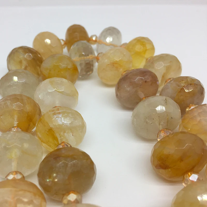 

13x18mm Natural Yellow Crystal Citrine Multifaceted Rainbow Gemstone DIY Beads Jewelry Bracelet Necklace Pendant Decoration Gift