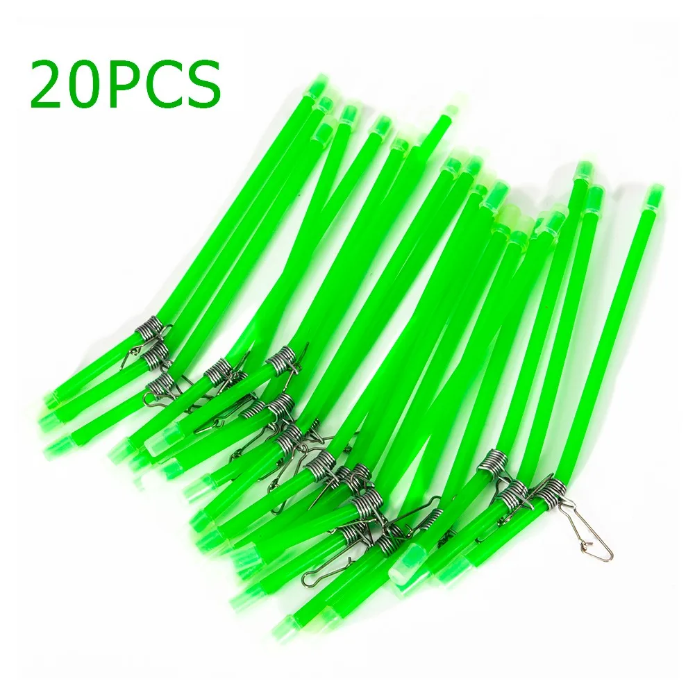 20 Pcs Sea Fishing Anti Tangle Feeder Boom Luminous Green ABS Anti Tangle Booms With Snaps Tube Balance Connector