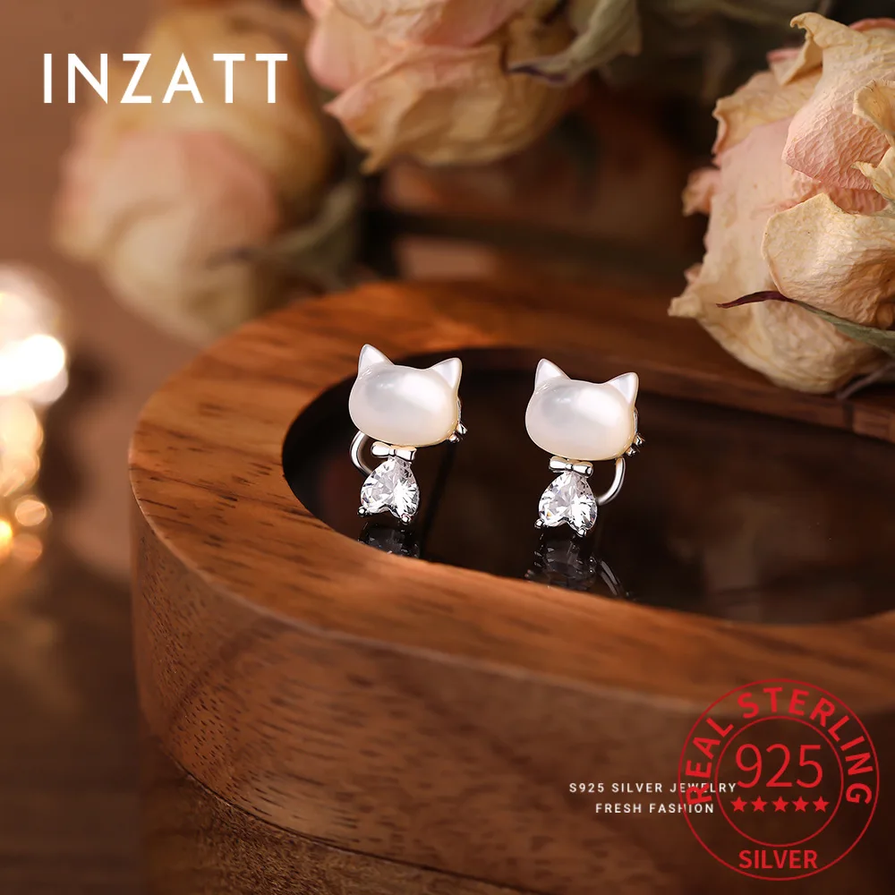 

INZATT настоящее серебро 925 пробы, изысканные мини-серьги-гвоздики с животными для женщин, милые ювелирные изделия, легкие роскошные аксессуары