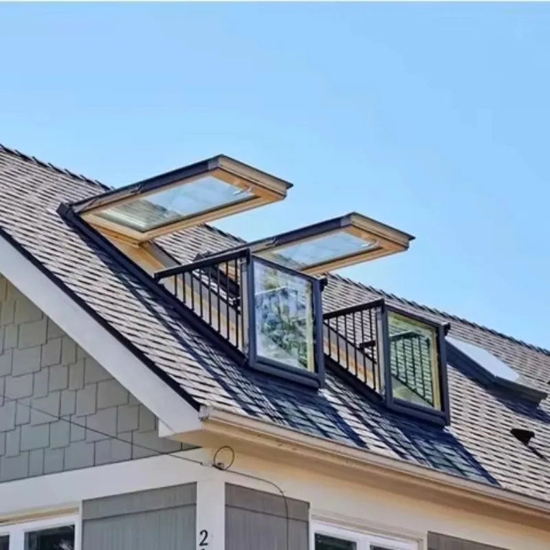 Customization OEM ODM Aluminum Alloy Roof Window Skylight Swing Double Glass Outdoor Windproof Window