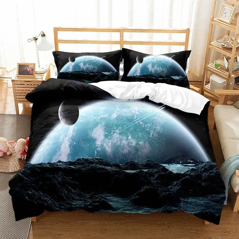 Space Galaxy Bedding Sets For Kids, 3D Print, Bed Room Set, 200x200,Luxury Comforter,Single,Double Duvet Cover Set For King Size