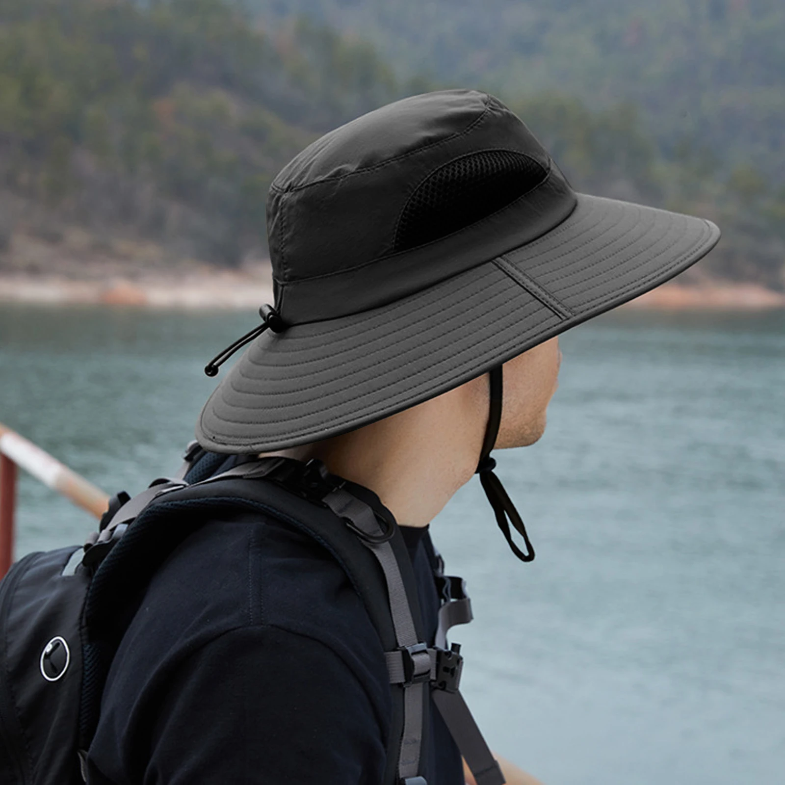 

Wide Brim Sun Protection Bucket Hat Summer Outdoor Quick Dry Cool Fisherman Hats Lightweight Breathable UV Beach Travel