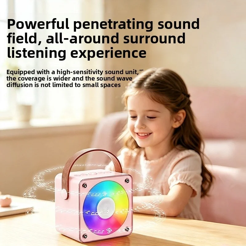 Mold P17 Bluetooth 6.0 Karaoke Speaker Color RGB LED Light Subwoofer Built-in Dual Microphones Outdoor Portable KTV Audio