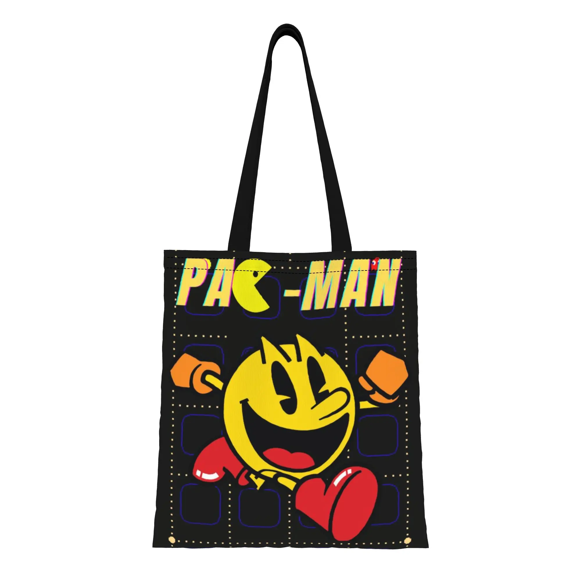 Back to school season Pixel Maze Man (12) Pac-Man Canvas Tote Bag Perfect for Grocery Women's Top-Handle Bags