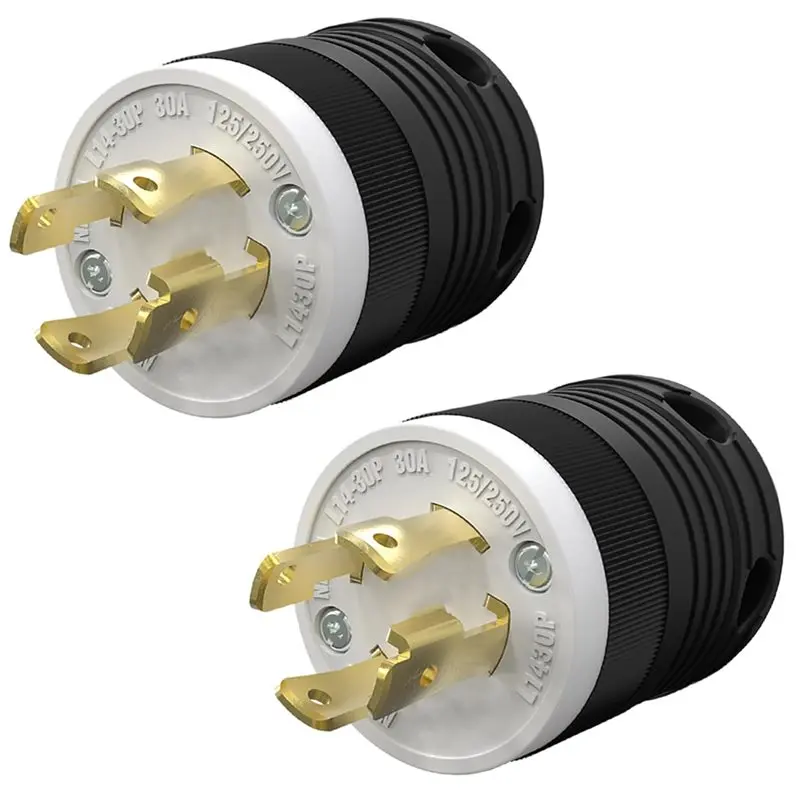 

A63K-For Generators, Rvs For Welding Equipment Compatible 2-Pack NEMA L14-30P Male Plug 30A 125/250V, Twist Lock Design