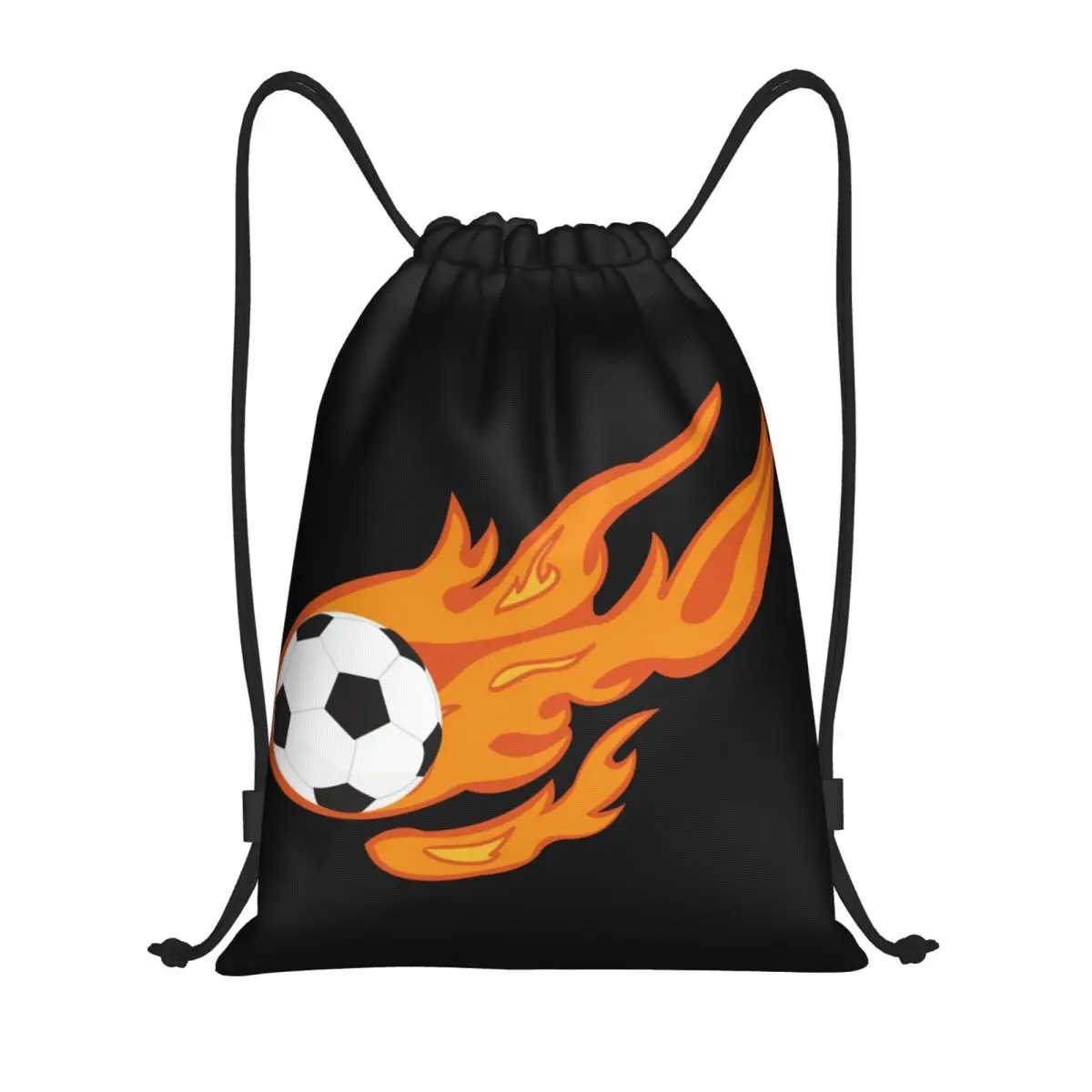 Custom Soccer Fire Football Drawstring Bags for Training Yoga Backpacks Women Men Sports Gym Sackpack