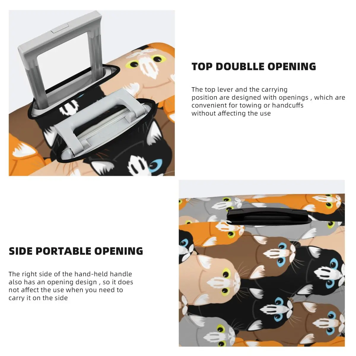 Cute Cats Animal Suitcase Cover Flight Comics Practical Luggage Case Business Protection