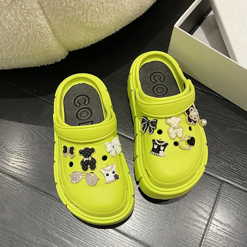 2022 Fashion Women Slippers Sandals Platform Clogs With Charms Thick Sole EVA Flip Flops Comfortable Casual Shoes For Female 41