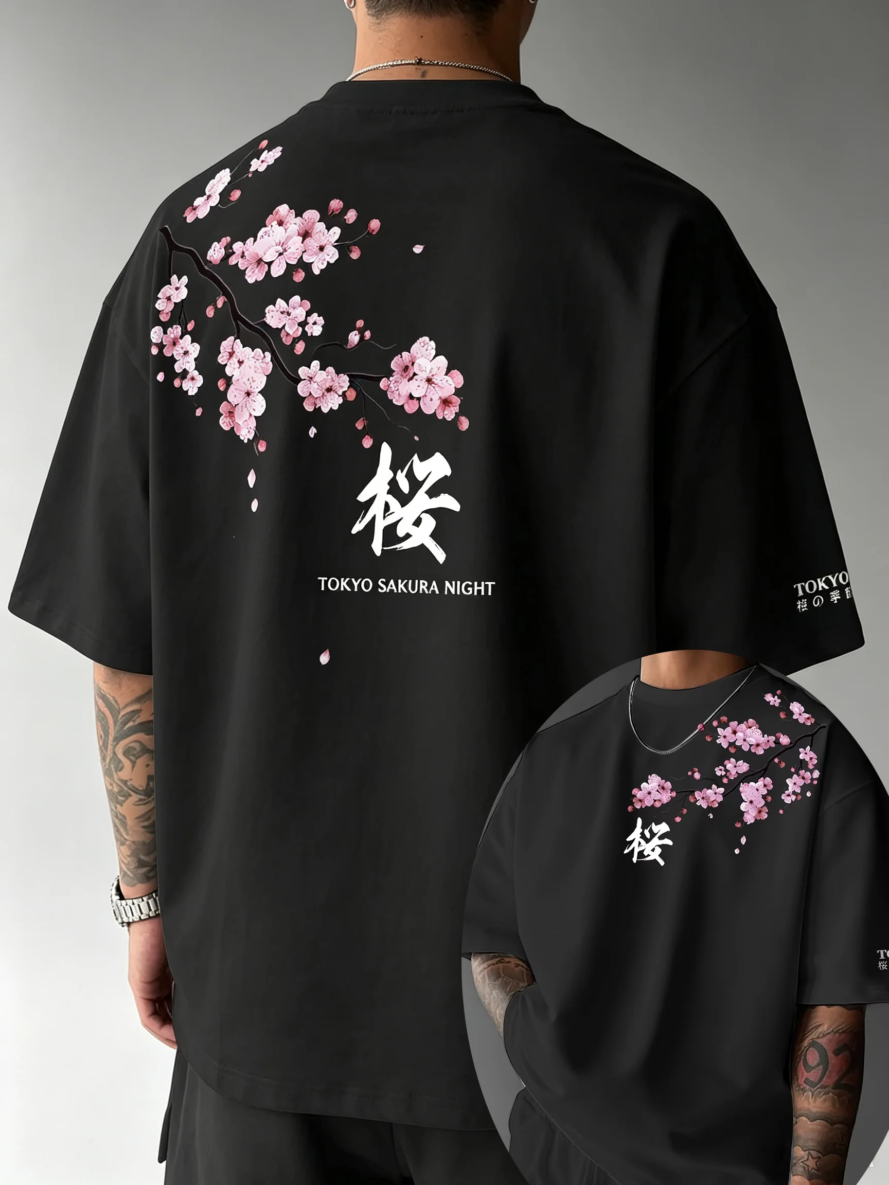 Japanese Summer Clothing Men - 2026 Summer Men Cherry Blossom Pattern