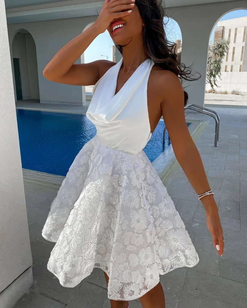 Epoch Short Evening Dress فساتين السهرة Elegant Appliques Halter A-Line Mini Beach Cocktail Prom Gown For Lovely Women 2024