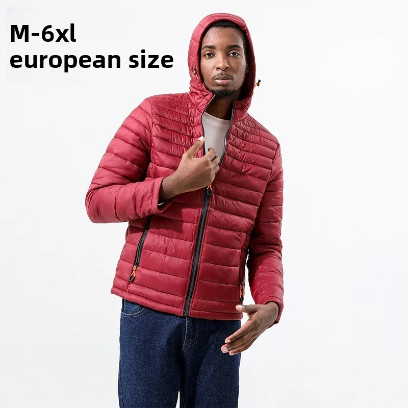 

Men's Casual Cotton Jacket Autumn Winter New Style Lightweight Hooded Coat Thin Cotton Clothes Big Size Men's Cotton Coat