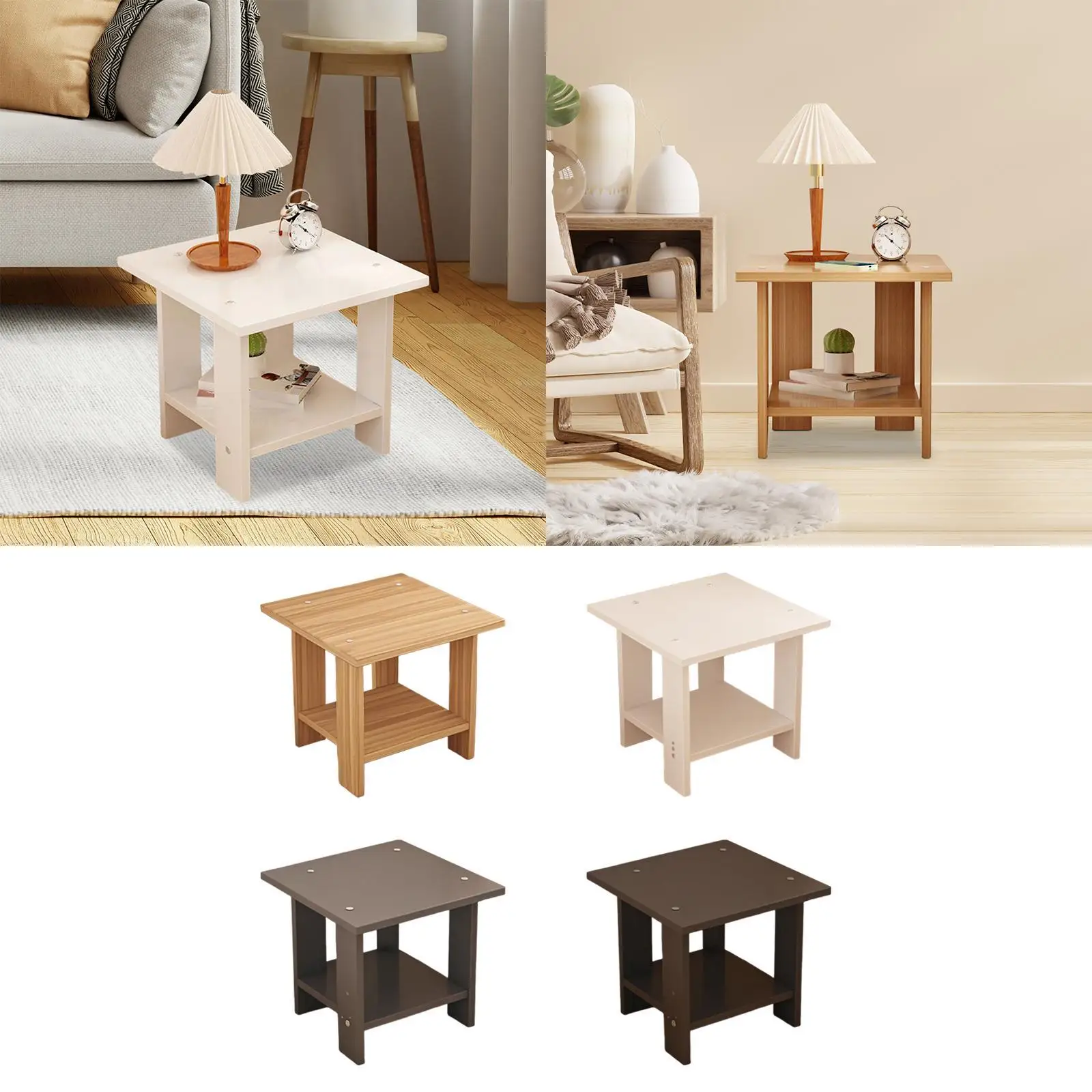 Solid Wood Bedside Table Nightstand Double Layers Narrow End Table for Furniture Rooms Decoration