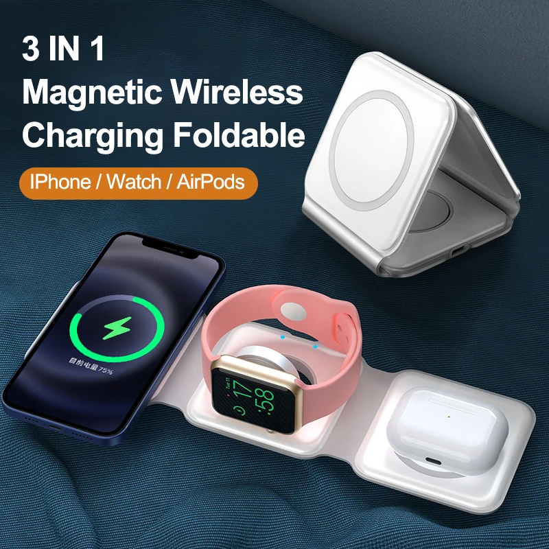 

Portable Foldable Fast Charging Dock 15W Magnetic Wireless 14 Charger For Iphone 14promax 13 12 Apple Airpods Pro IWatch