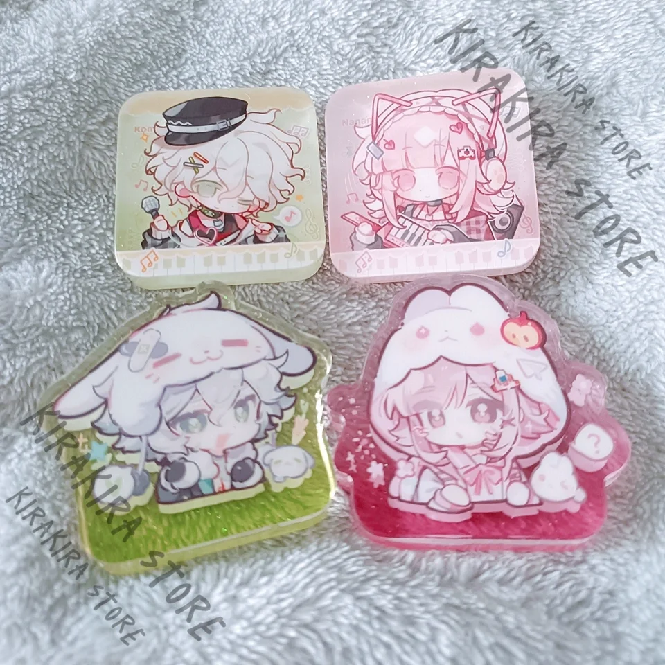 Danganronpa Nanami ChiaKi	Hinata Hajime Nagito Komaeda Cosplay Double Flash Badge Laser Square Card Acrylic Decoration