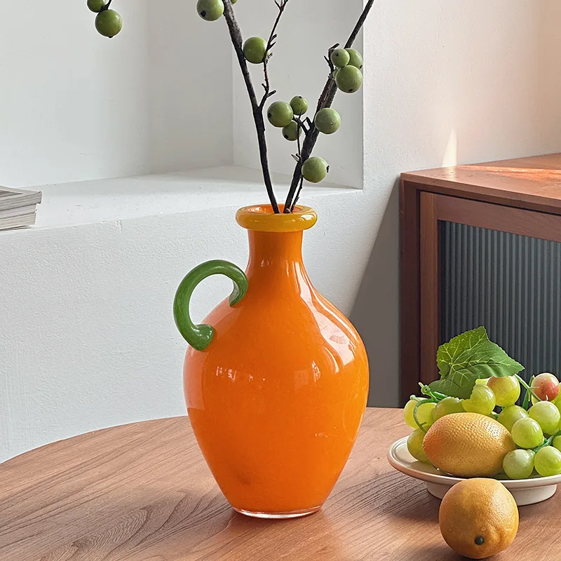 color glass vase niche medieval flower arrangement device home decoration flower arrangement water raising green glass