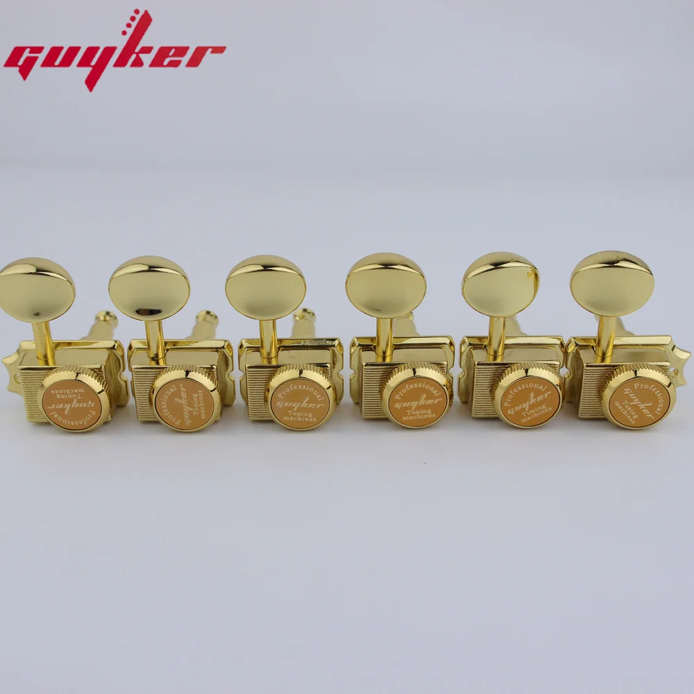 GUYKER Vintage Locking Tuners Nut Style Gold Electric Guitar Machine Heads Tuners Gear ratio 1:15 For ST TL Guitar Tuning Pegs