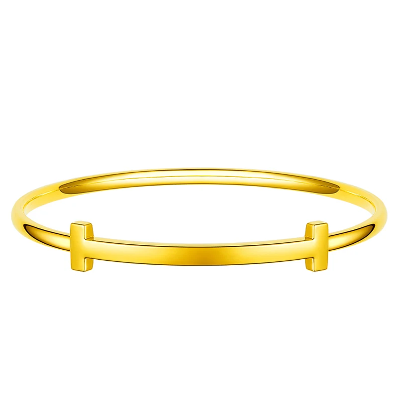 

FINE 999 24K Yellow Gold Bangle Women Smooth Fashion Bangle