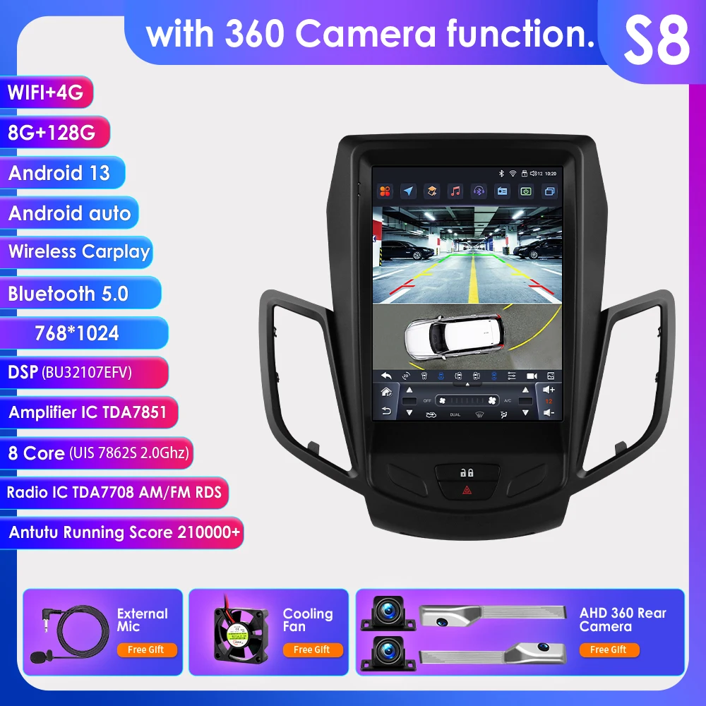 Android Autoradio Voor Ford Fiesta 2009 - 2017 Autoradio Multimedia Video Gps Carplay 9.7 ''Touch Verticale Scherm Speler 7862
