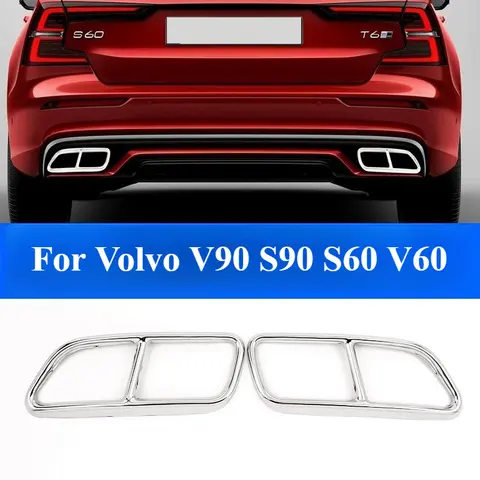 테일 스로트 파이프 수정 커버 트림 볼보 V90 S90 S60 V60 자동차 배기 테일 파이프 프레임 자동차 액세서리