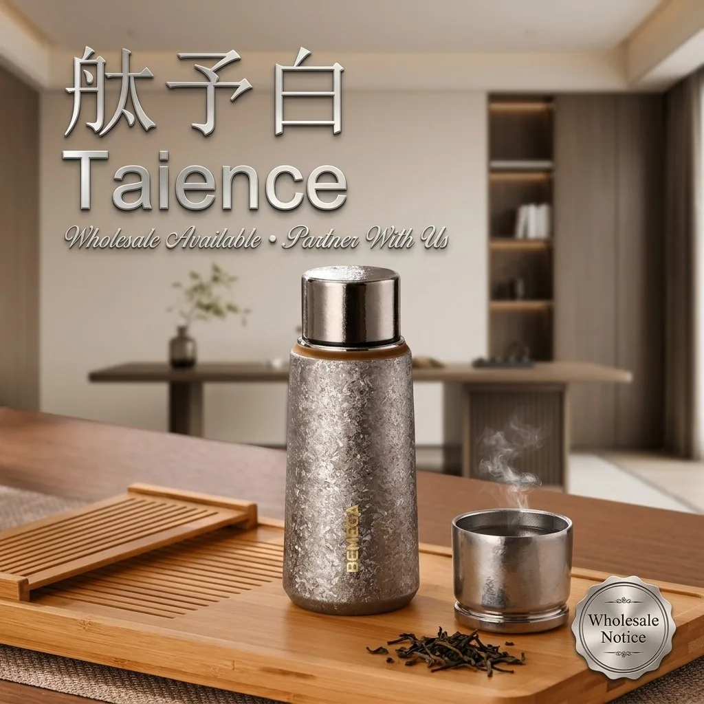 Titanium Water Bottle Insulated Thermos with Magnetic Lid Tea Infuser Double Wall 12h Hot Cold Flask for Travel Office Gift