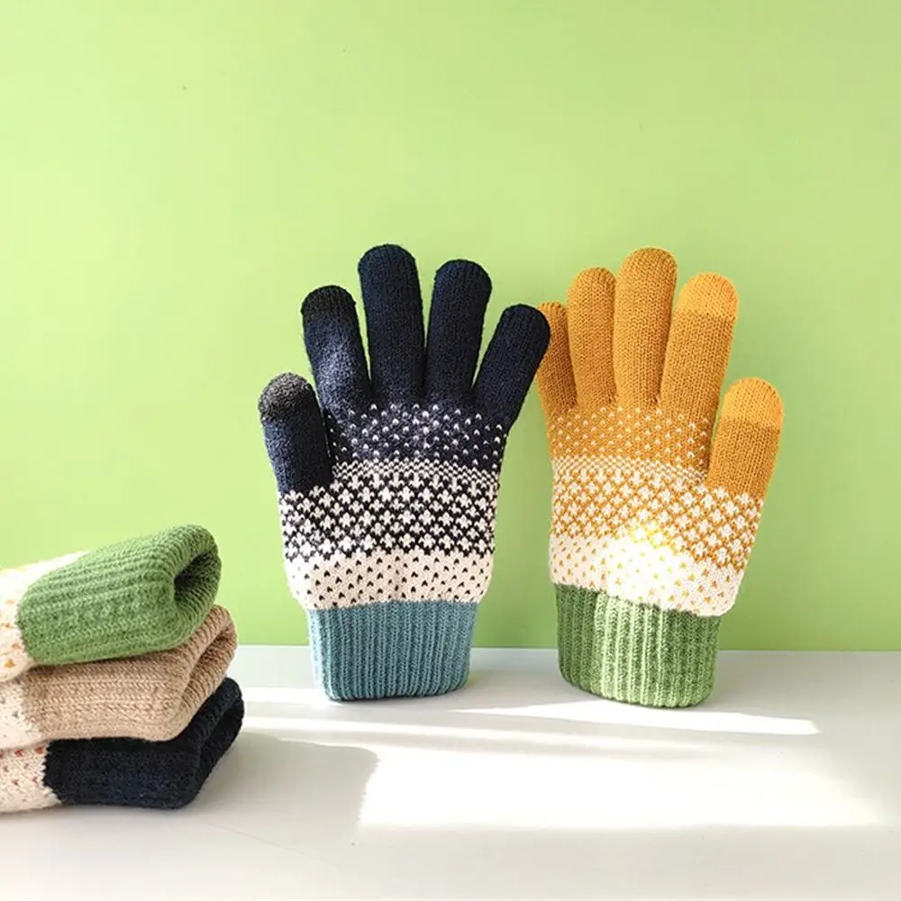 Guantes de invierno de protección contra el frío para ciclismo al aire libre, guantes de pantalla táctil, guantes de punto para mujer, más forro polar, mitones de estilo coreano