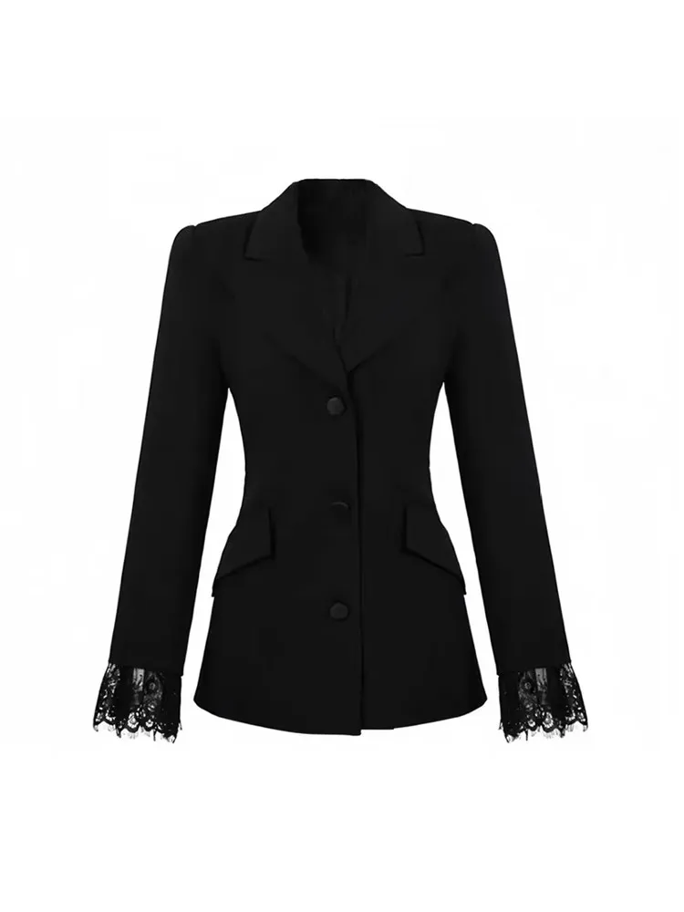 Bla Abito con giunture in pizzo Jaet Set a due pezzi Pantaloni a gamba larga dimagranti da donna Primavera Pendolarismo Sle Lungo Sve Bottone singolo