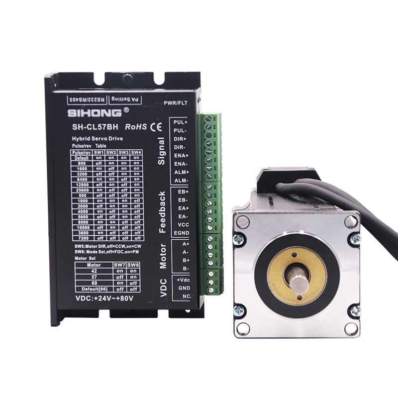 Siheng Sihong Factory Stepper Motor CE Quality 3NM 57mm 4A Hybrid 2-phase Nema 23 Closed Loop Stepper Motor with Driver