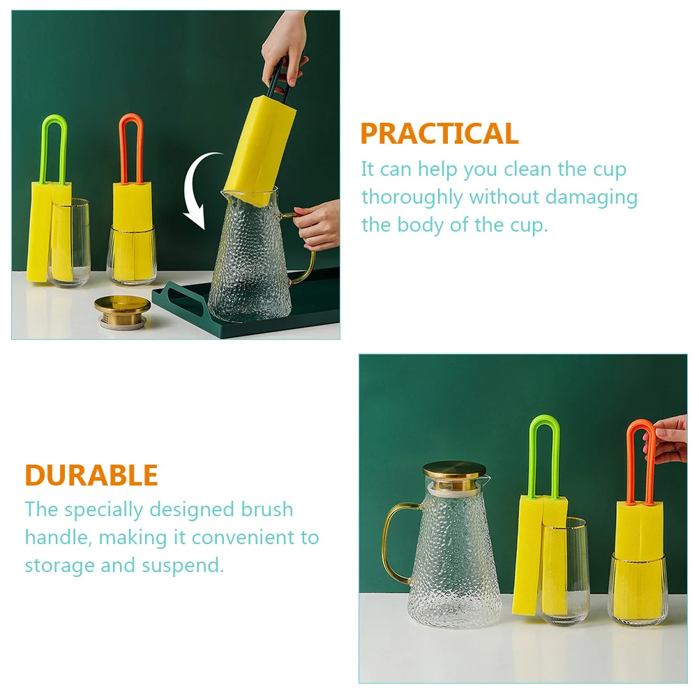 

2pcs Cup Brush Bottle Cleaning Tool Long Handle Double Side Scrubber For Nursing Cup Sponge Washing Multipurpose
