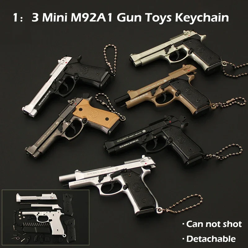 

NEW High Quality 1: 3 Mini Bereta M92A1 Detachable Toy Keychain Alloy Pistol Pendant Creative Toys