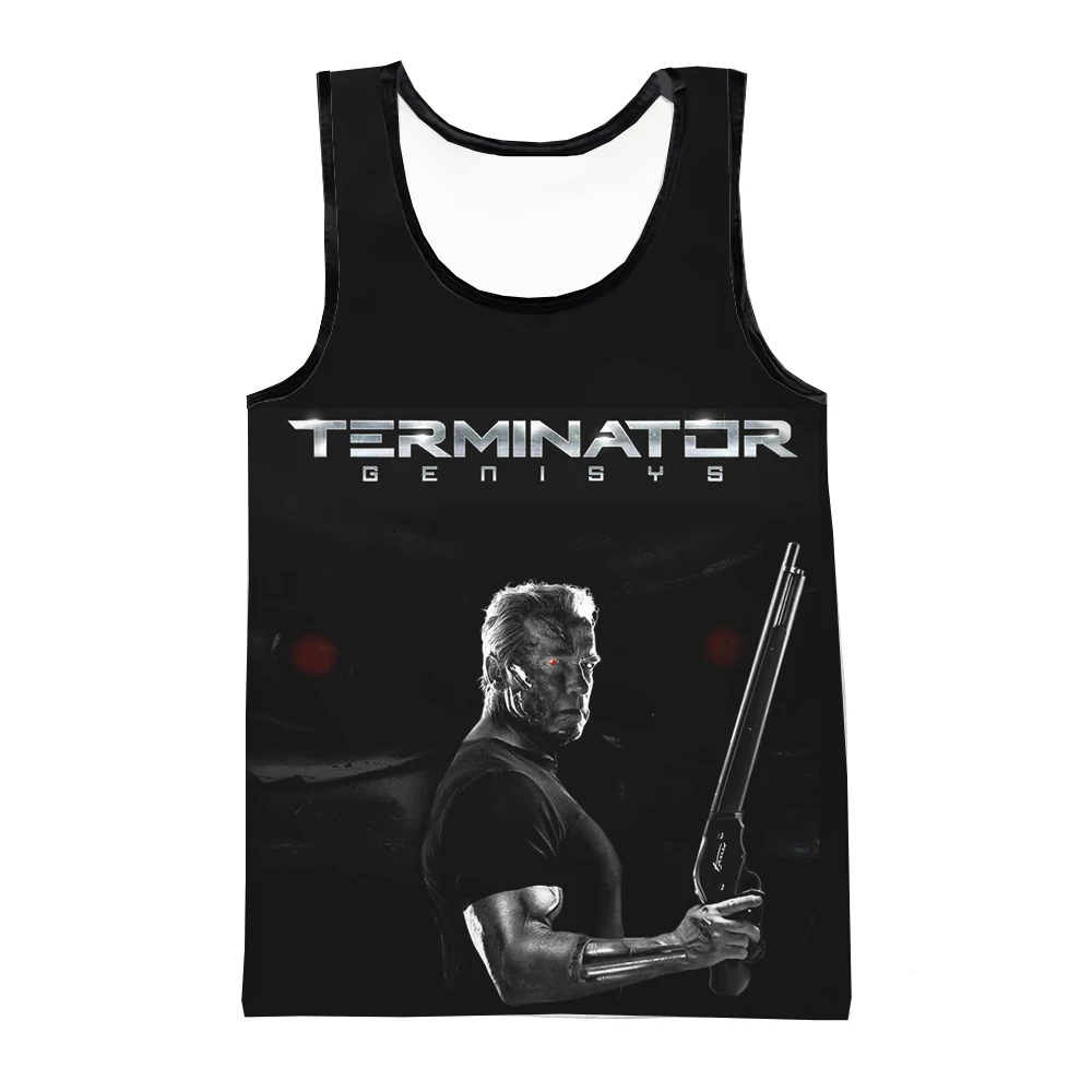 Terminator Tank Tops Movie 3D Printed Streetwear Men\'s Fashion Oversized Sleeveless Tank Top Bodybuilding Gym Vest Man Clothing