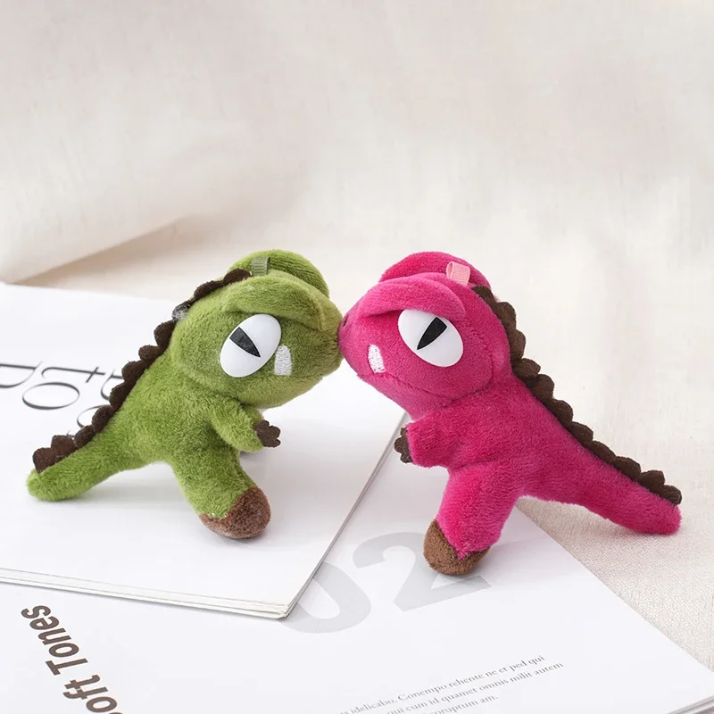 Hot 12cm Cartoon Cute Dinosaur Stuffed Plush Toy Keychains Bag Pendants Living Room Decorations Exclusive Design Gifts Kids