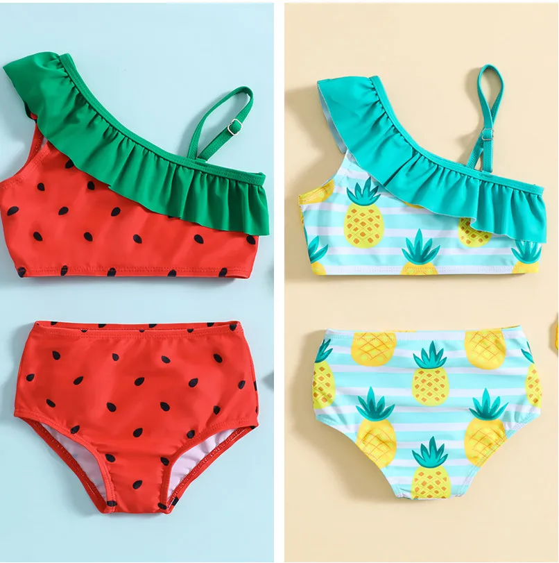1-9 years Kids Swimsuit Girl Printed two Pieces Swimwear Swimming Suit Monokini Beach Bathing Suit