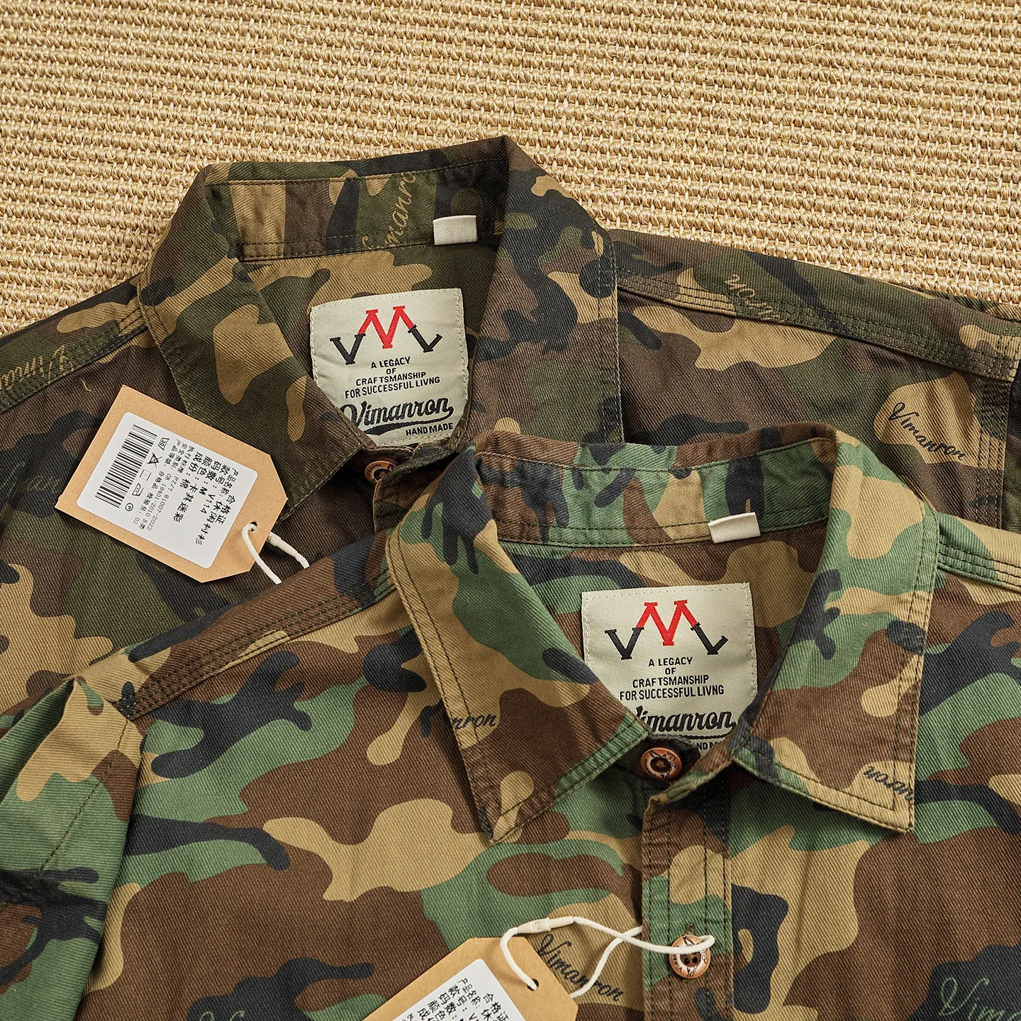 2026 Summer New American Retro Woven Camouflage Cargo Shirt Men's Amekaji 100% Cotton Washed Double Pockets Loose Casual Tops